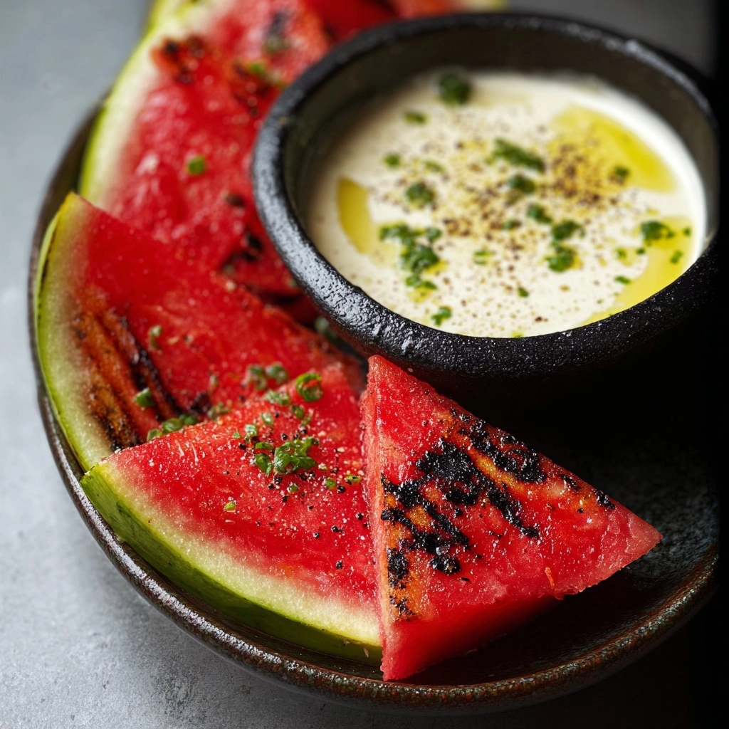 Grilled “Swicy” Watermelon Steak with Blue Cheese Fondue Recipe