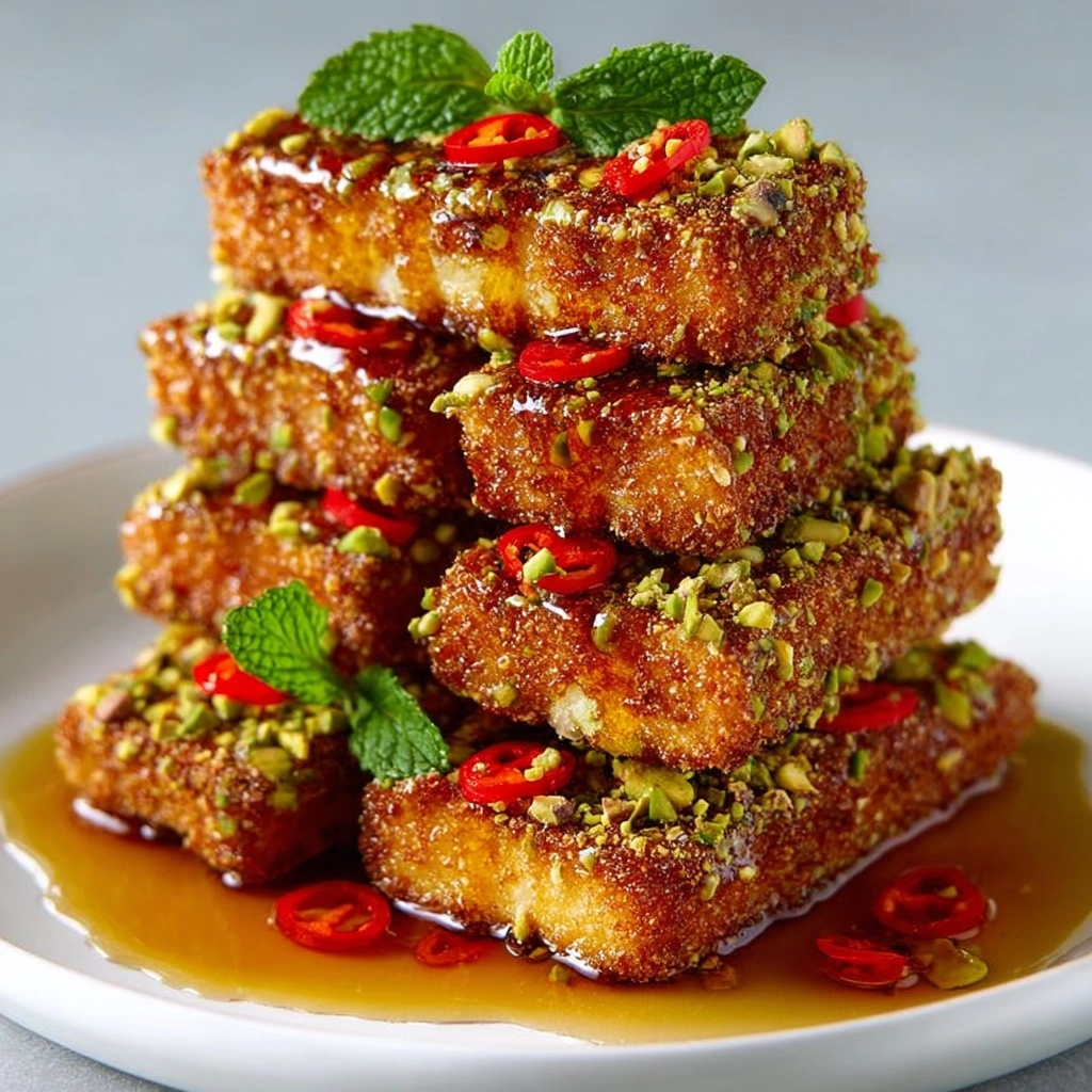 Crispy Halloumi in Pistachio Armor with Lime-Honey Drizzle Recipe