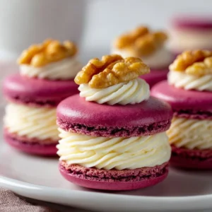 Beetroot Macarons with Savory Whipped Cheese Recipe