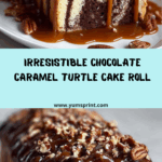 Gooey Chocolate Caramel Turtle Cake Roll Recipe