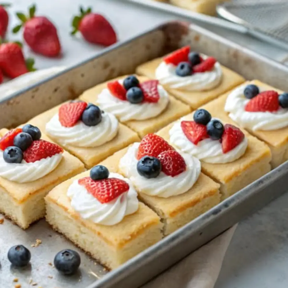 Sheet Pan Strawberry Shortcake (with Blueberries!)