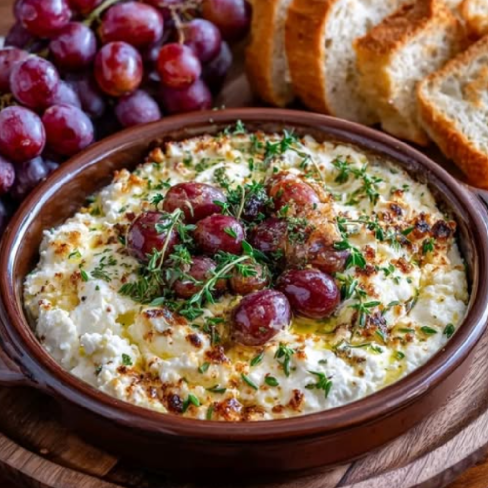 Hot Feta Dip with Balsamic Roasted Grapes