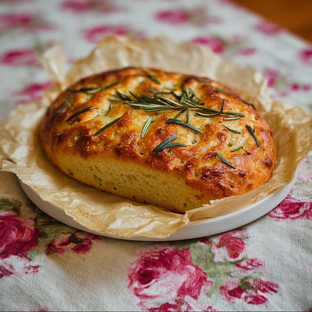 Rustic No-Knead Rosemary Garlic Bread Recipe