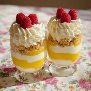 No Bake Lemon Raspberry Cheesecake Parfaits Recipe