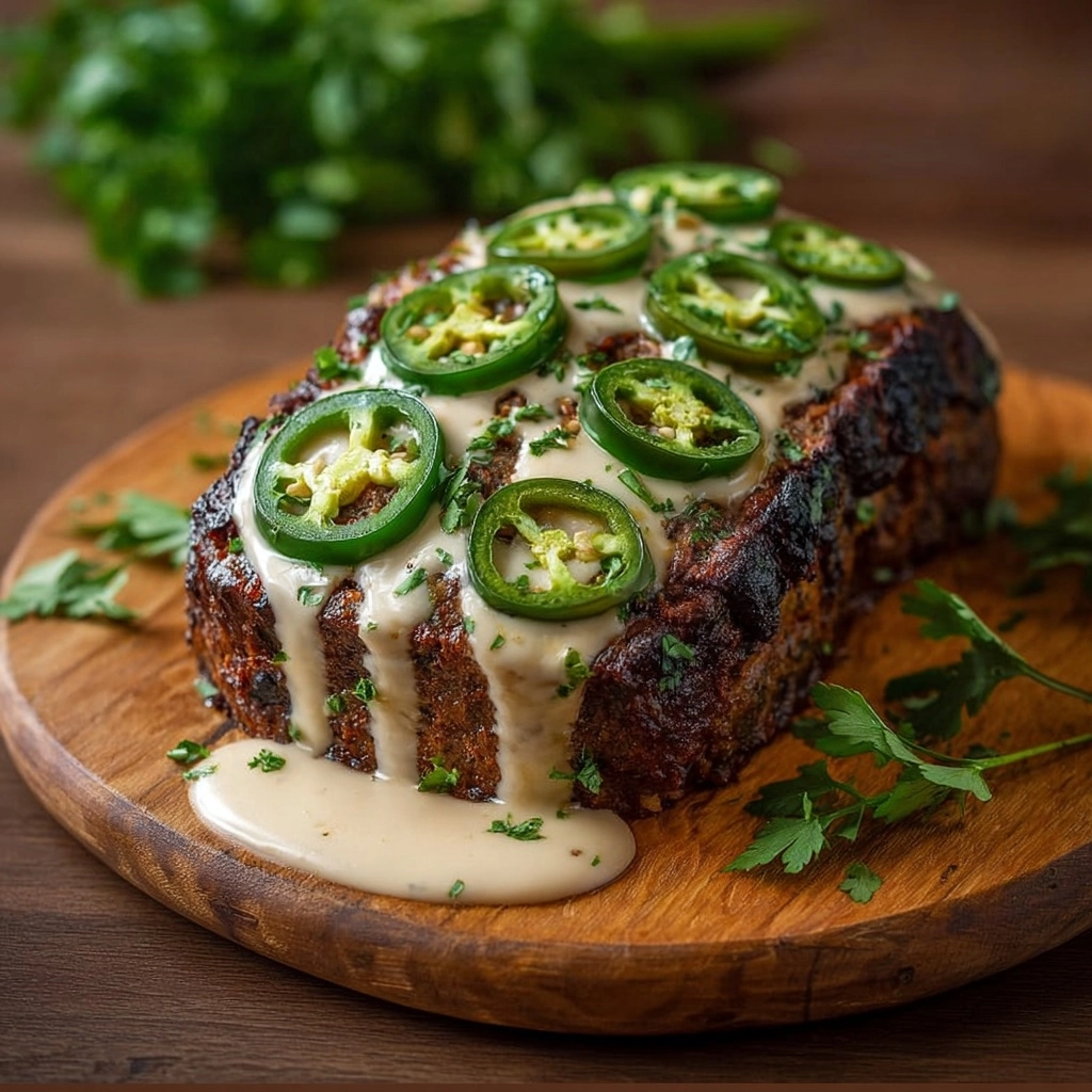 Smoky Jalapeño Popper Meatloaf with Ranch Drizzle Recipe