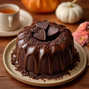 Heart-Topped Chocolate Pudding Cake Recipe