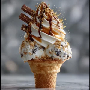 Deluxe Caramel-Chocolate Crunch Ice Cream Cone Recipe