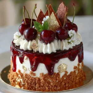 Luxurious Cherry Cream Drip Cake Recipe