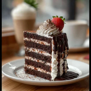 Chocolate Layer Cake with Whipped Cream & Strawberry Recipe