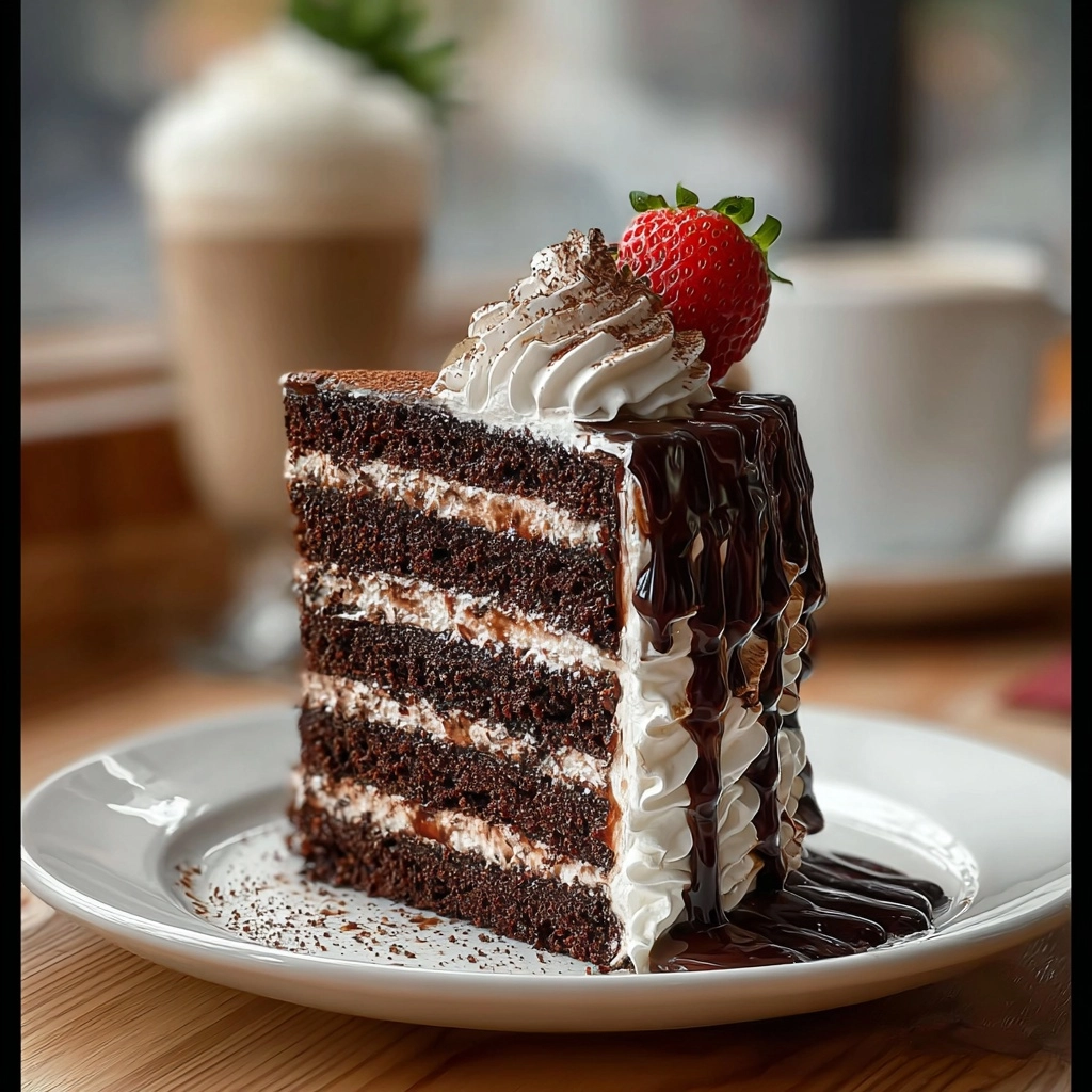 Chocolate Layer Cake with Whipped Cream & Strawberry Recipe 2 Chocolate Layer Cake with Whipped Cream & Strawberry Recipe - Recipe Image