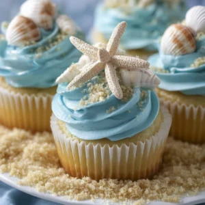 Beach-Themed Vanilla Cupcakes Recipe