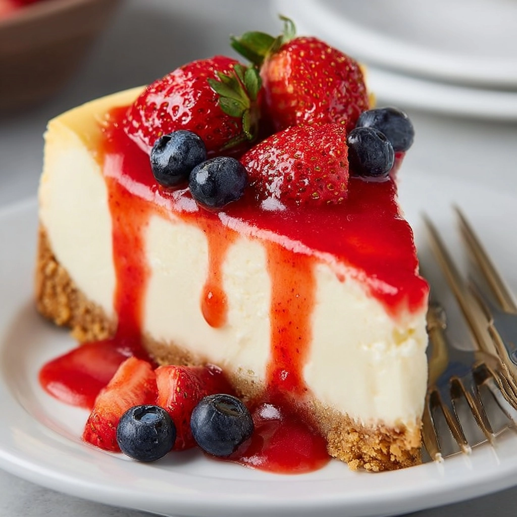 Creamy New York Cheesecake Slice Recipe - Recipe Image