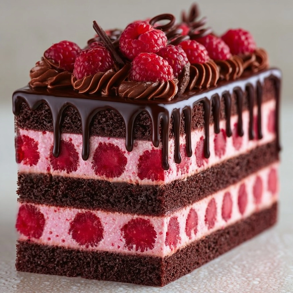 Raspberry Chocolate Mousse Cake Recipe 2 Raspberry Chocolate Mousse Cake Recipe - Recipe Image