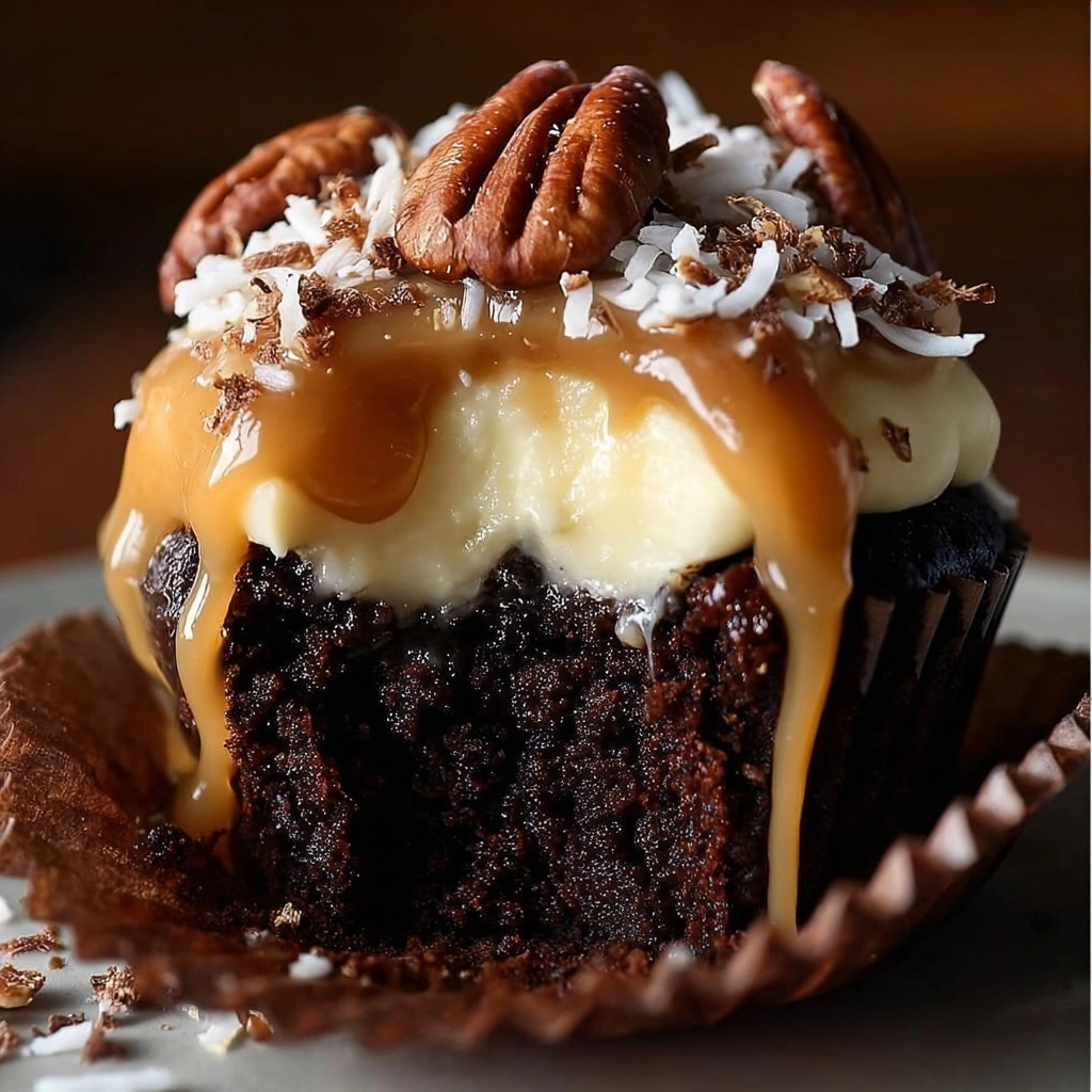 Chocolate Pecan Caramel Cupcake Recipe - Recipe Image