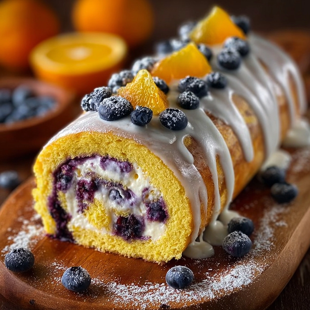 Citrus Blueberry Roll Cake Recipe - Recipe Image