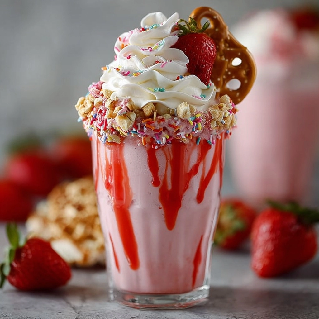 Strawberry and White Chocolate Freakshake Recipe 3 Strawberry and White Chocolate Freakshake Recipe - Recipe Image