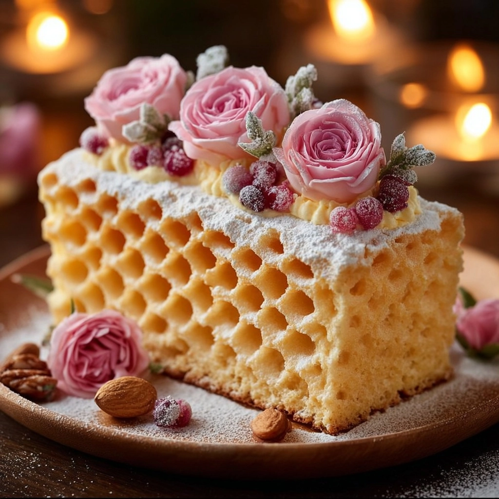 Honeycomb Layer Cake (Inspired by Baumkuchen / Waffle Cake) Recipe - Recipe Image