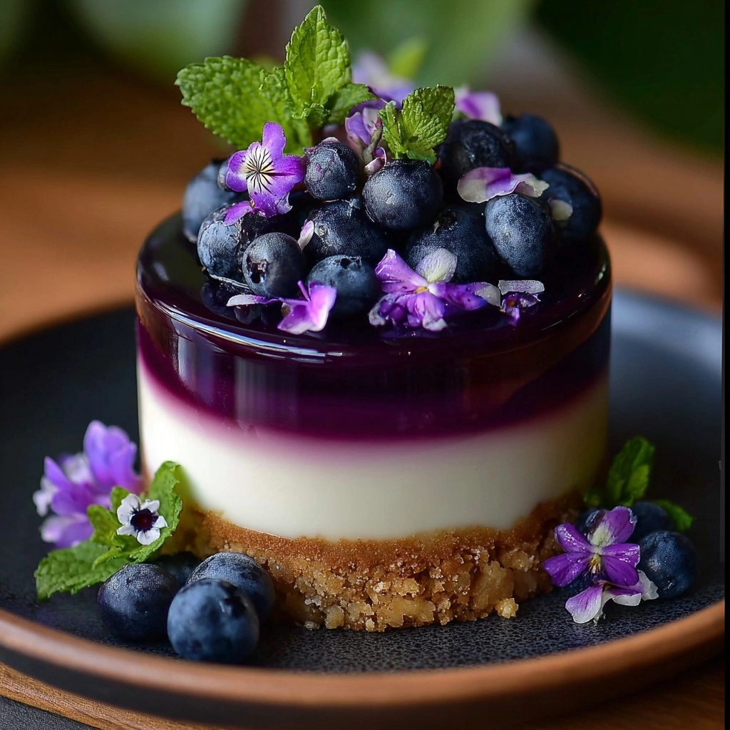 Blueberry Mirror Glaze Cheesecake Recipe - Recipe Image