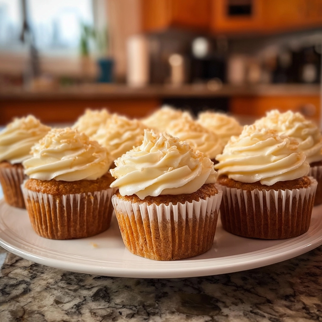 Moist carrot cupcakes with luscious cream cheese frosting Recipe