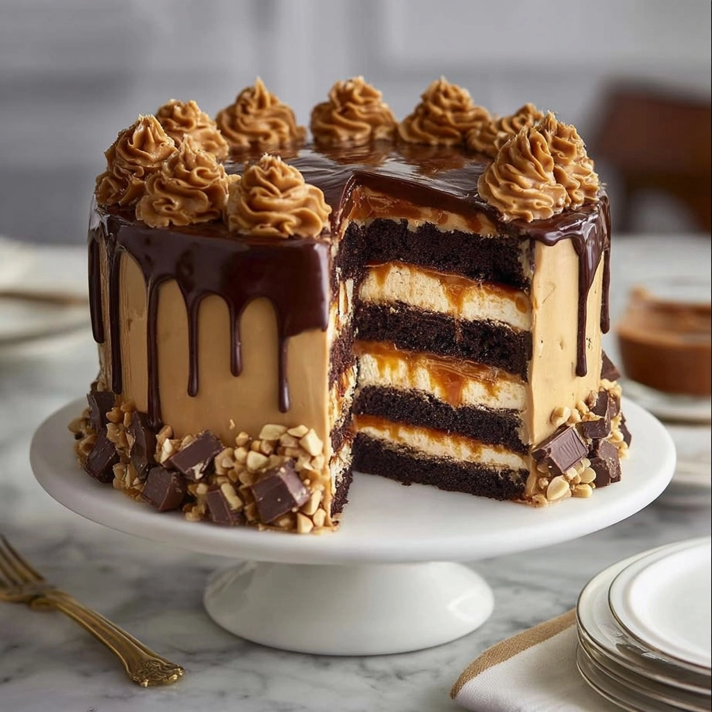 Snickers Layer Cake Recipe 2 Snickers Layer Cake Recipe - Recipe Image