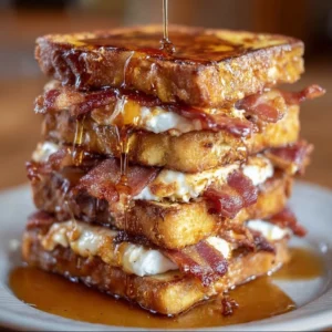 Golden Bacon-Stuffed French Toast with Boozy Maple Glaze Recipe