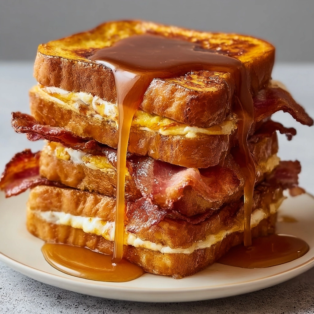 Bourbon Maple Bacon Stuffed French Toast with Vanilla Glaze Recipe - Recipe Image