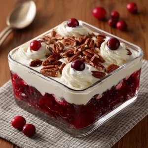 Cranberry Jello Salad with Cream Cheese Topping Recipe