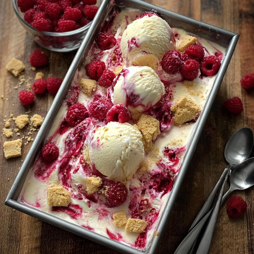 Raspberry Ripple Ice Cream with Cake Chunks Recipe 2 Raspberry Ripple Ice Cream with Cake Chunks Recipe - Recipe Image