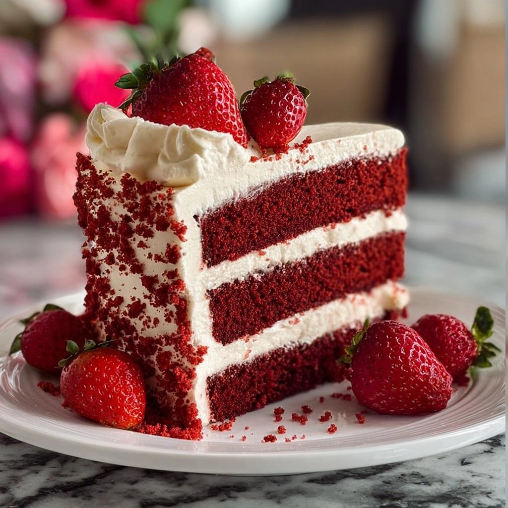 Red Velvet Cake with Strawberries Recipe