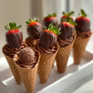 Chocolate Strawberry Dessert Cones Recipe