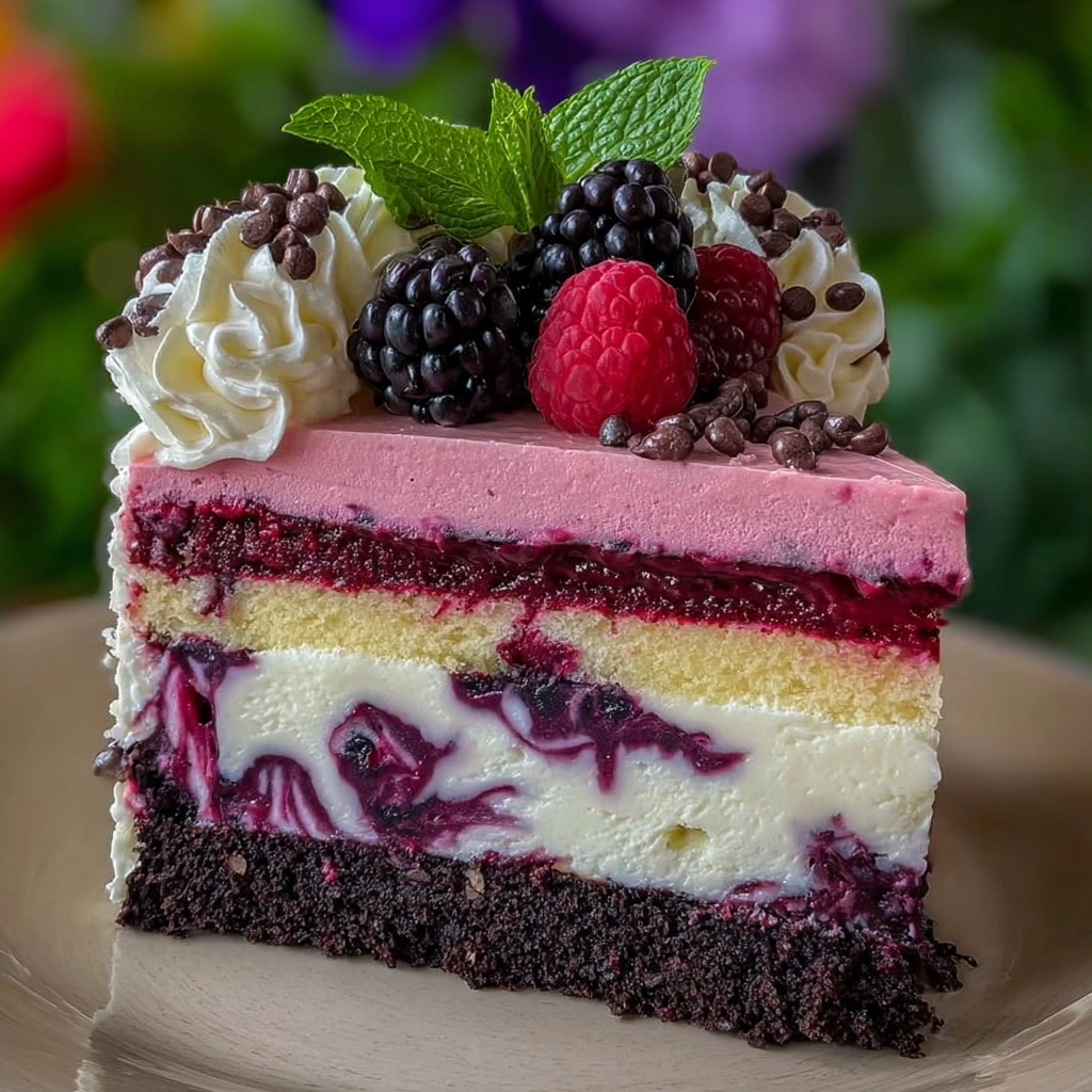 Triple Berry Layered Cheesecake** Recipe - Recipe Image