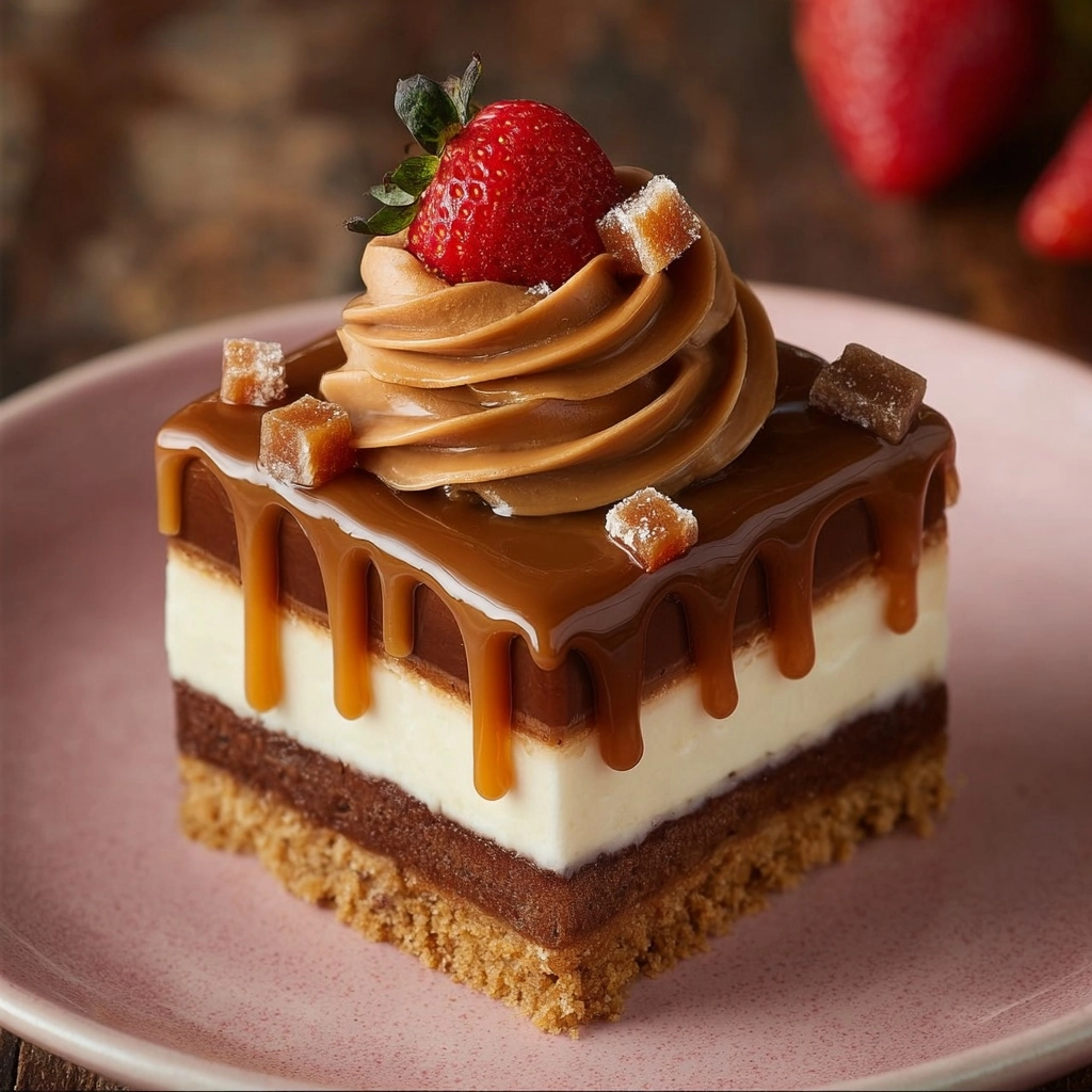 Caramel Chocolate Cheesecake Bars Recipe 3 Caramel Chocolate Cheesecake Bars Recipe - Recipe Image