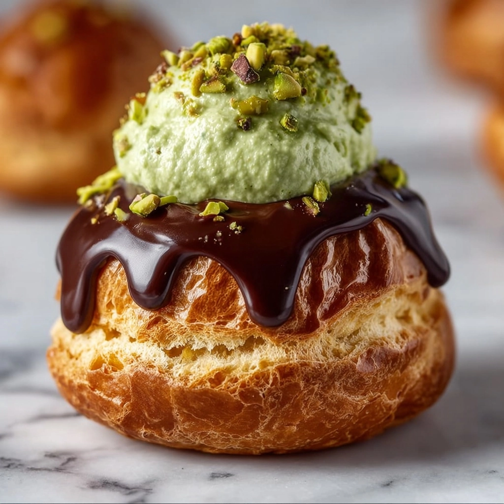 Pistachio Chocolate Choux Buns Recipe