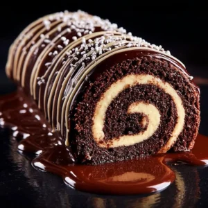 Chocolate Swiss Roll with Cream Filling & Ganache Recipe
