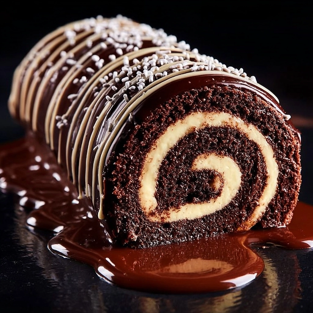 Chocolate Swiss Roll with Cream Filling & Ganache Recipe 3 Chocolate Swiss Roll with Cream Filling & Ganache Recipe - Recipe Image