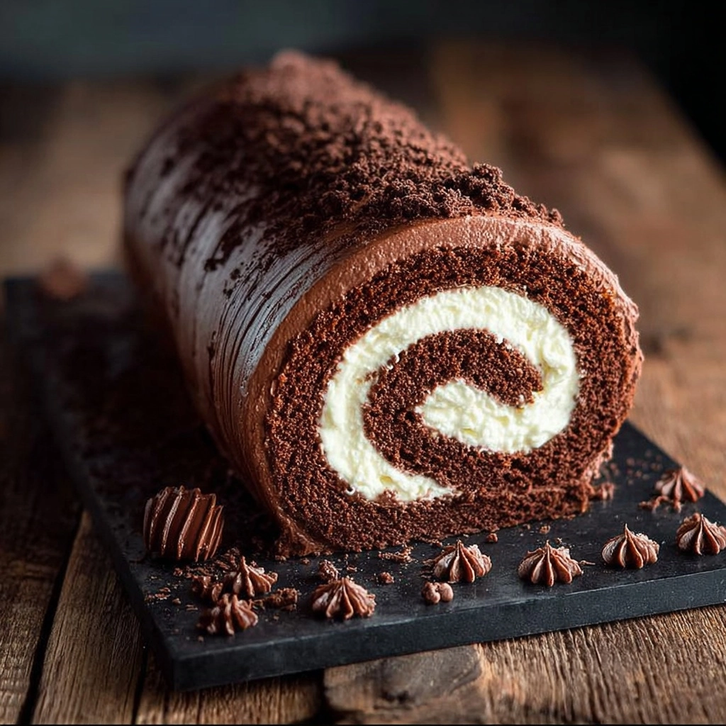 Chocolate Swiss Roll Cake Recipe - Recipe Image