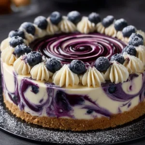 No-Bake Blueberry Swirl Cheesecake Recipe
