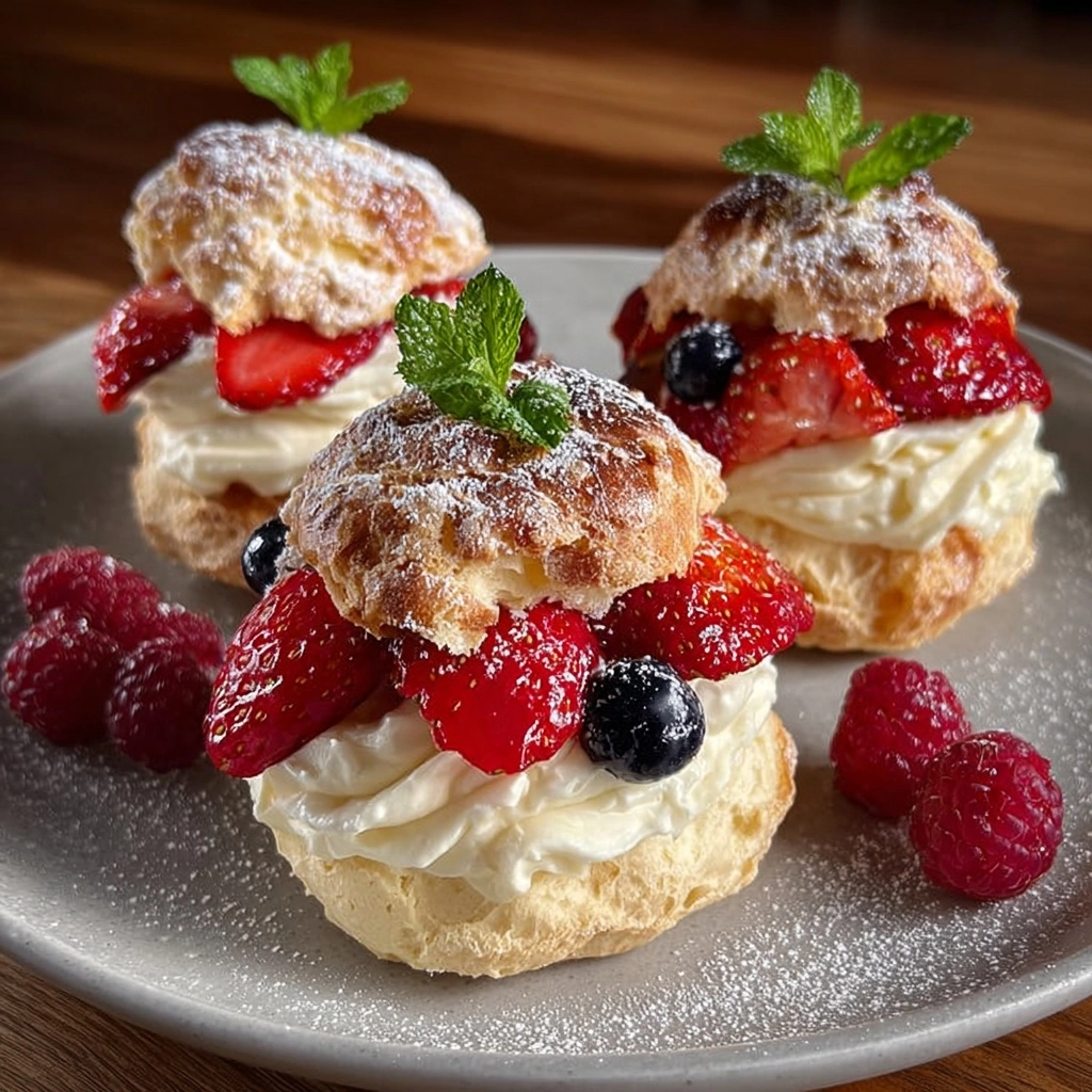 Mini Pavlovas with Fresh Berries Recipe 2 Mini Pavlovas with Fresh Berries Recipe - Recipe Image