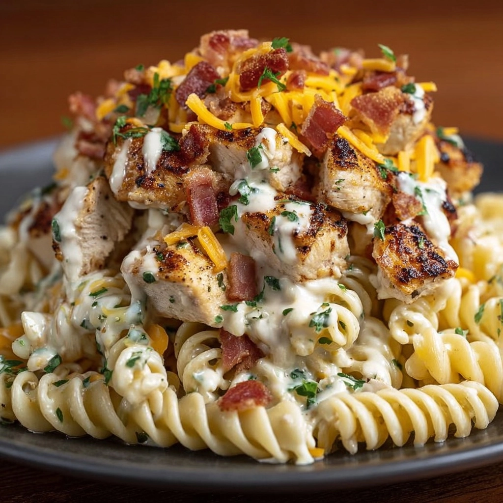 Creamy Chicken Pasta with Bacon, Cheddar & Ranch Recipe 3 Creamy Chicken Pasta with Bacon, Cheddar & Ranch Recipe - Recipe Image