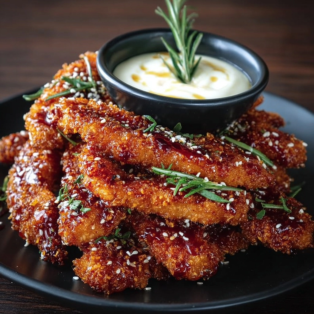 Sticky Honey Teriyaki Chicken Strips with Creamy Dip Recipe 3 Sticky Honey Teriyaki Chicken Strips with Creamy Dip Recipe - Recipe Image