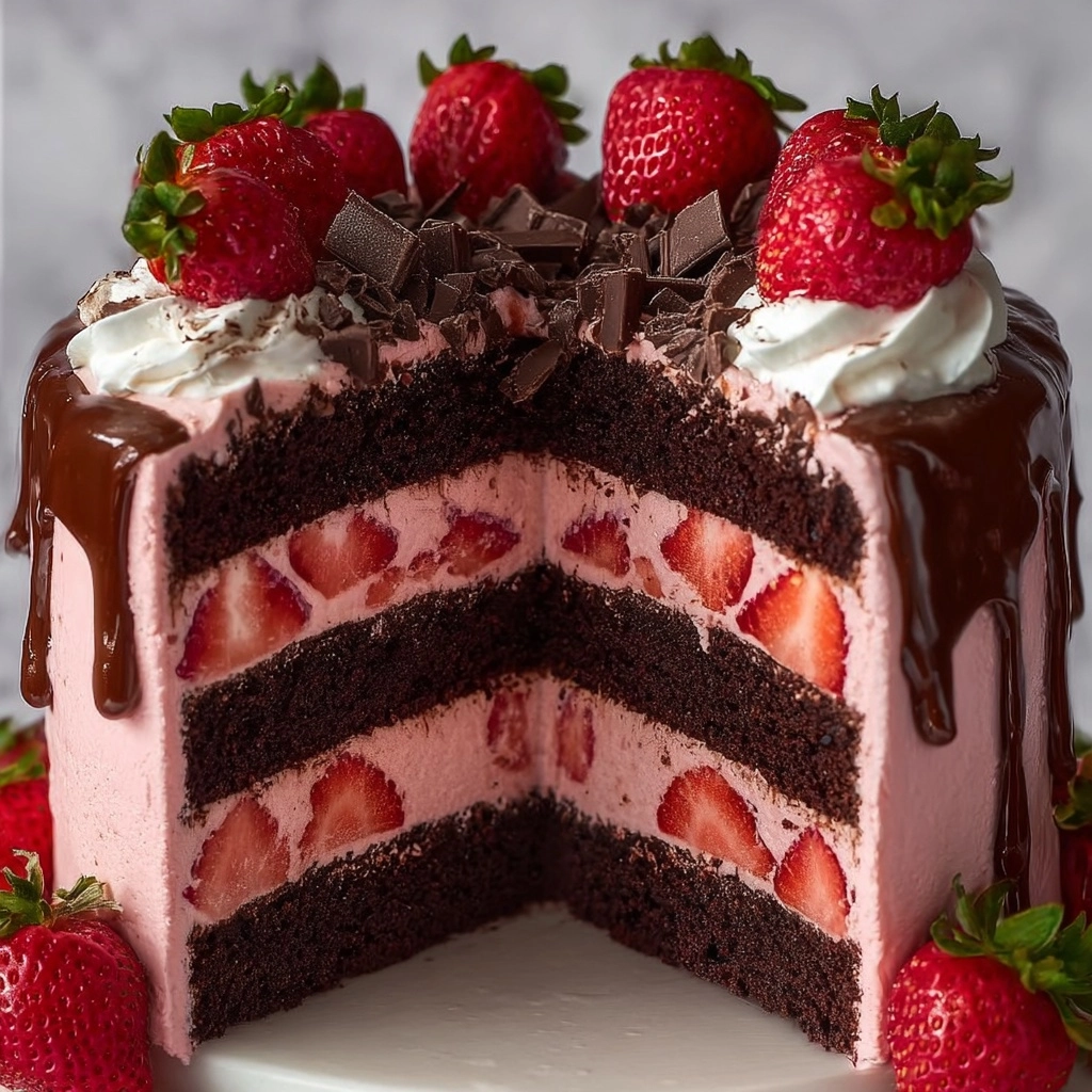 Rich Layered Chocolate & Strawberry Cake Recipe