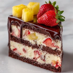 Pineapple Strawberry Chocolate Ice Cream Cake Recipe