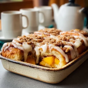 Spiced Peach Cobbler Cinnamon Rolls Recipe