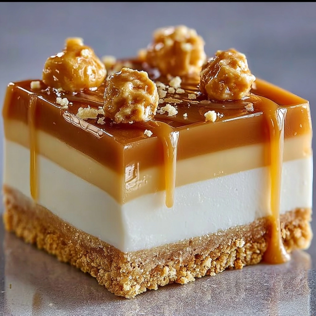 Butterscotch Graham Cracker Cheesecake Bars Recipe - Recipe Image