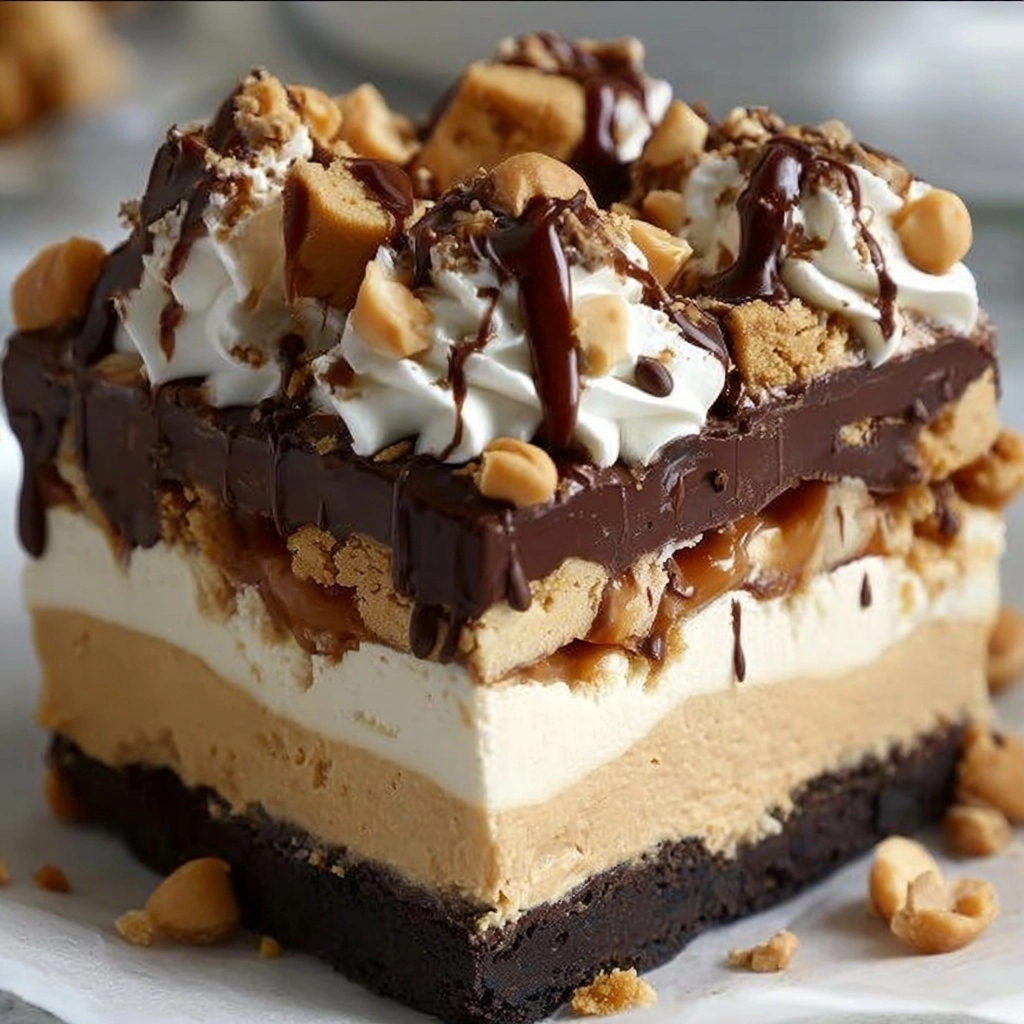No-Bake Buckeye Cheesecake Bars Recipe - Recipe Image