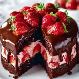 Strawberry Chocolate Cake with Strawberry Filling Recipe
