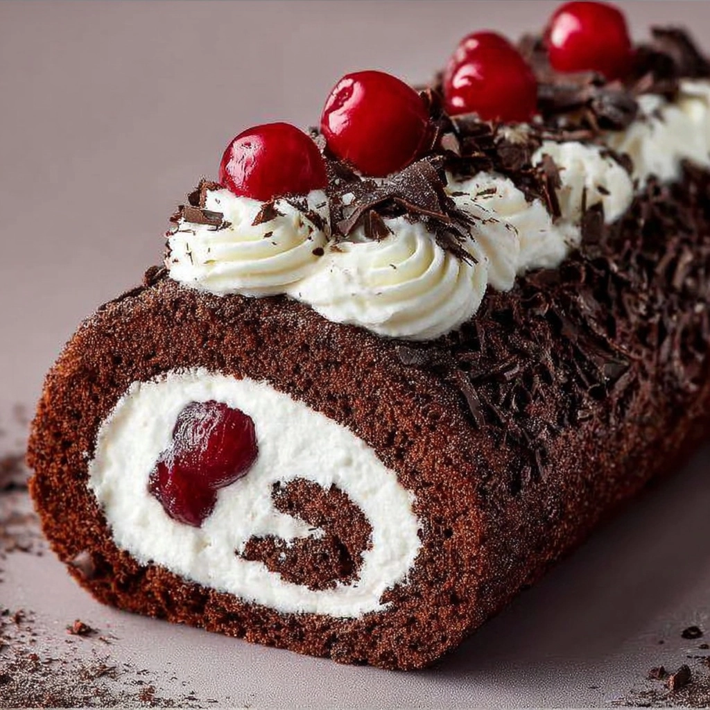 Heavenly l Black Forest Roll Cake Recipe 2 Heavenly l Black Forest Roll Cake Recipe - Recipe Image