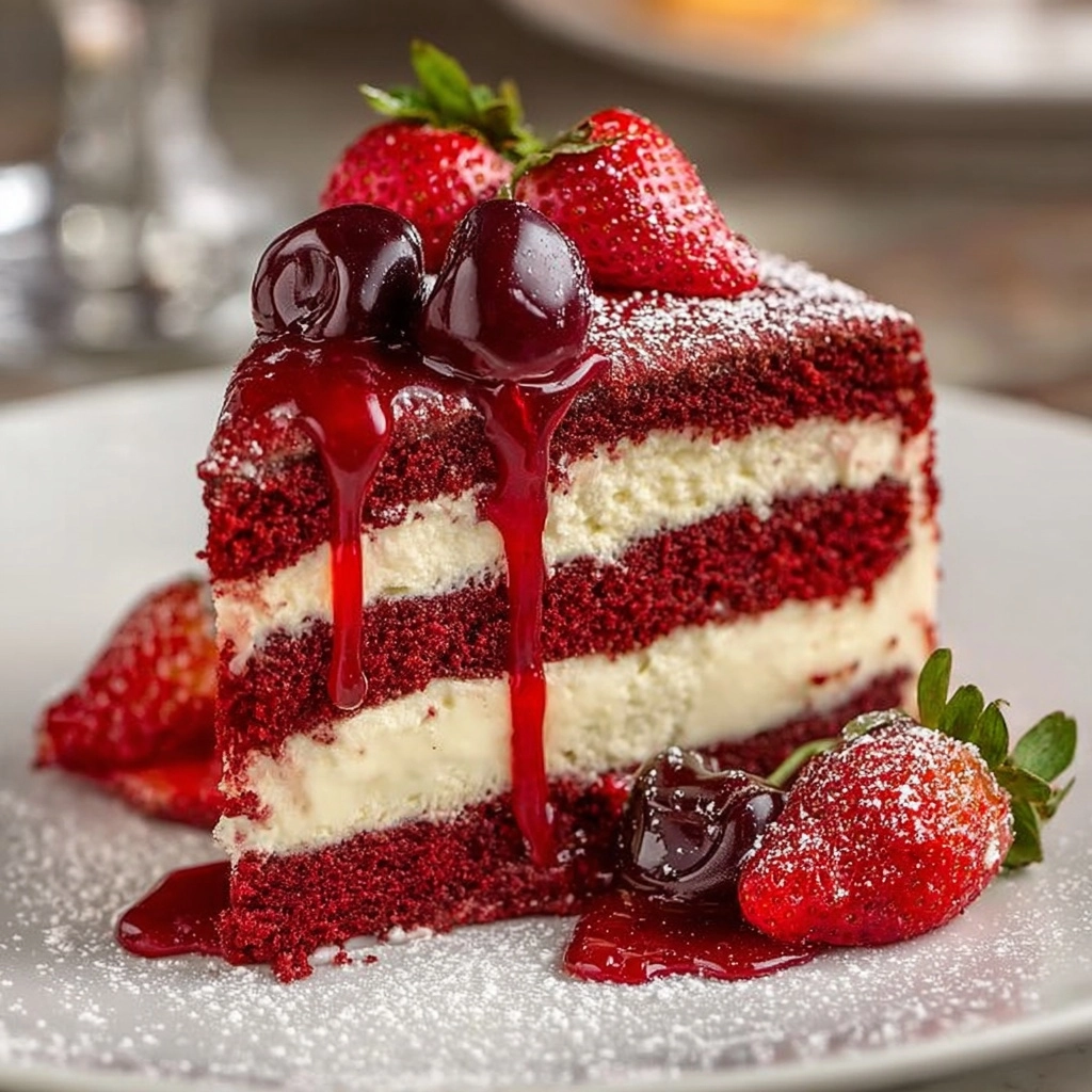 Red Velvet Strawberry Cheesecake Recipe - Recipe Image