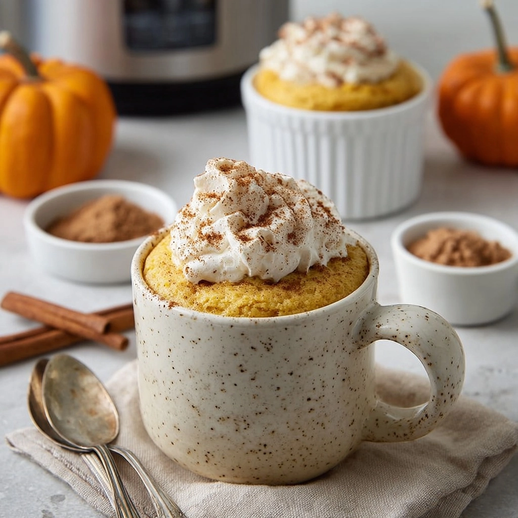 Warm Cinnamon Pumpkin Mug Cake with Cottage Cheese Recipe