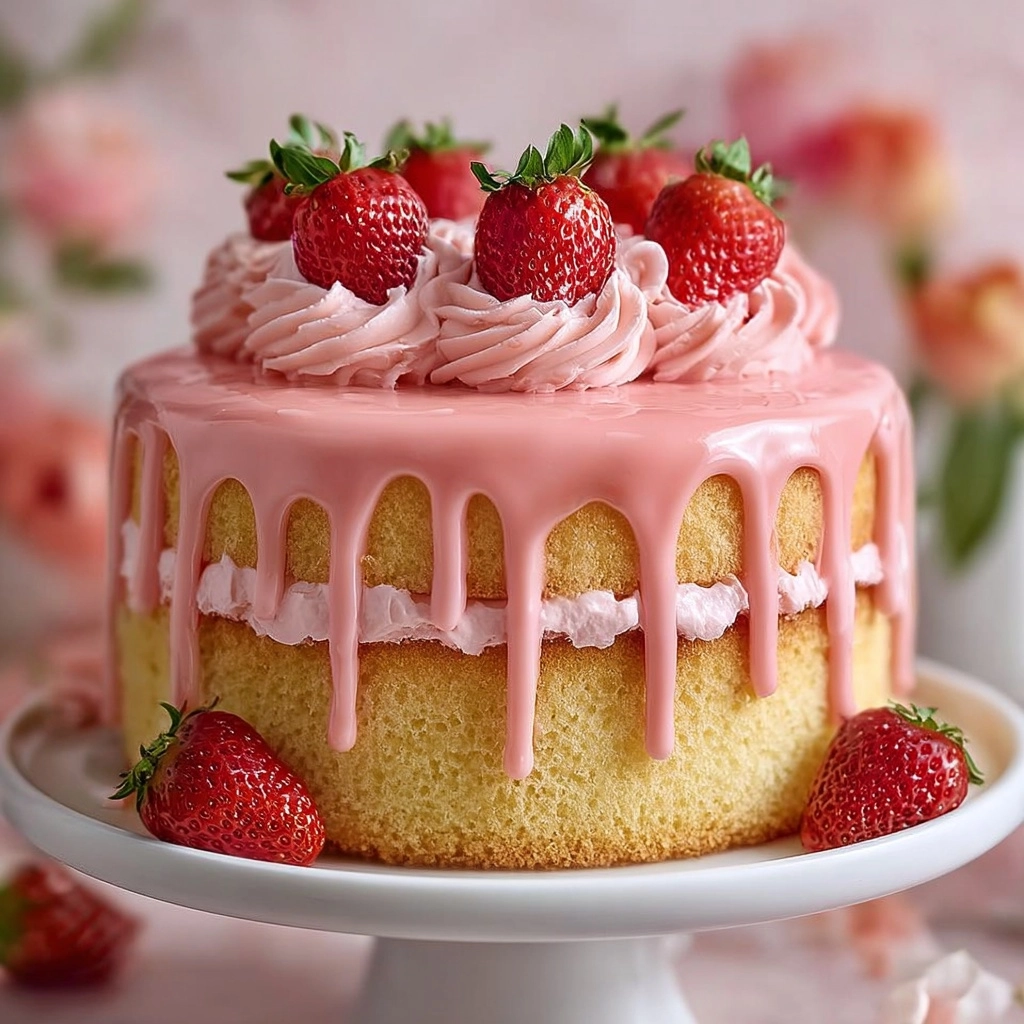 Pink Strawberry Cake with Strawberry Cream Cheese Icing Recipe